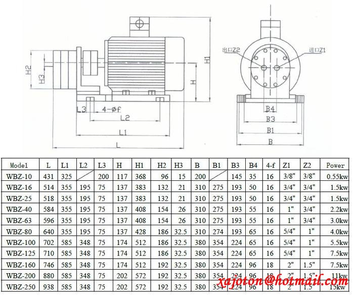 Gear pump WBZ-10WBZ-16WBZ-25WBZ-40WBZ-63WBZ-80WBZ-100WBZ-125WBZ-160WBZ-200WBZ-250